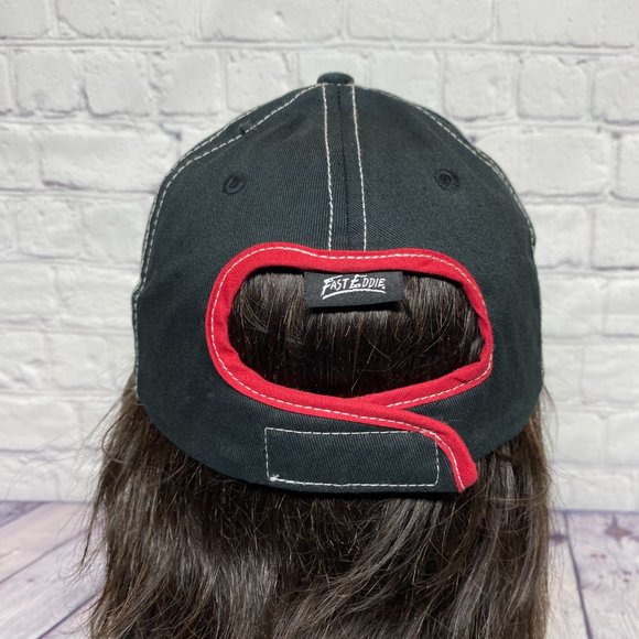Dodge Hat Women Strap Back Black Embroidered Logo Jewel Rhinestone Pony Tail Cap - Picture 3 of 8
